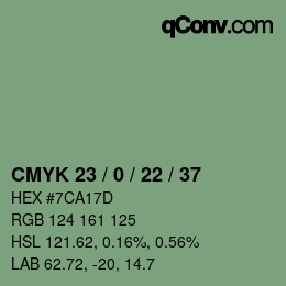 Color code: CMYK 23 / 0 / 22 / 37 | qconv.com