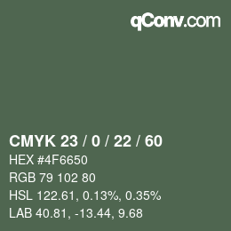 Color code: CMYK 23 / 0 / 22 / 60 | qconv.com