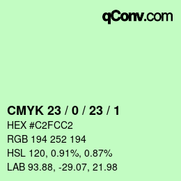 カラーコード: CMYK 23 / 0 / 23 / 1 | qconv.com