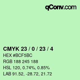 カラーコード: CMYK 23 / 0 / 23 / 4 | qconv.com
