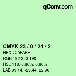 カラーコード: CMYK 23 / 0 / 24 / 2 | qconv.com