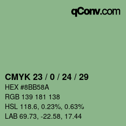 カラーコード: CMYK 23 / 0 / 24 / 29 | qconv.com