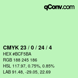 カラーコード: CMYK 23 / 0 / 24 / 4 | qconv.com
