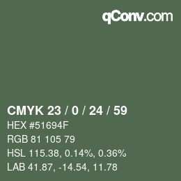 カラーコード: CMYK 23 / 0 / 24 / 59 | qconv.com