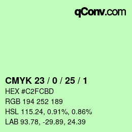 颜色代码: CMYK 23 / 0 / 25 / 1 | qconv.com