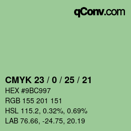 カラーコード: CMYK 23 / 0 / 25 / 21 | qconv.com