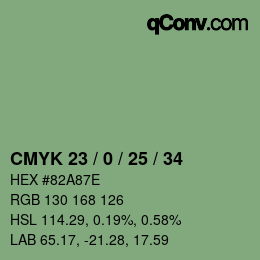 Farbcode: CMYK 23 / 0 / 25 / 34 | qconv.com