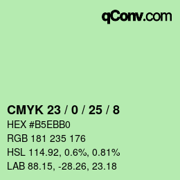 Color code: CMYK 23 / 0 / 25 / 8 | qconv.com