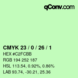 カラーコード: CMYK 23 / 0 / 26 / 1 | qconv.com