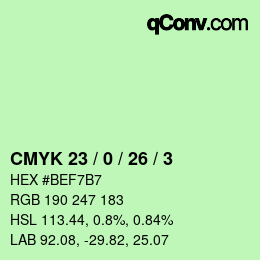 カラーコード: CMYK 23 / 0 / 26 / 3 | qconv.com