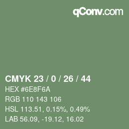 Color code: CMYK 23 / 0 / 26 / 44 | qconv.com