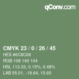 Color code: CMYK 23 / 0 / 26 / 45 | qconv.com