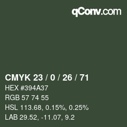 Color code: CMYK 23 / 0 / 26 / 71 | qconv.com