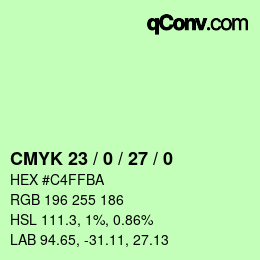 カラーコード: CMYK 23 / 0 / 27 / 0 | qconv.com
