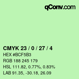 カラーコード: CMYK 23 / 0 / 27 / 4 | qconv.com