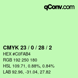 Color code: CMYK 23 / 0 / 28 / 2 | qconv.com