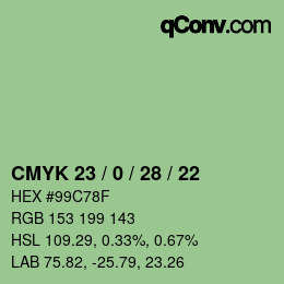 Color code: CMYK 23 / 0 / 28 / 22 | qconv.com