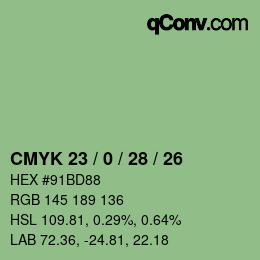 Color code: CMYK 23 / 0 / 28 / 26 | qconv.com