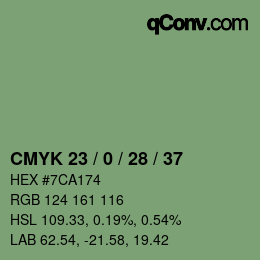 カラーコード: CMYK 23 / 0 / 28 / 37 | qconv.com