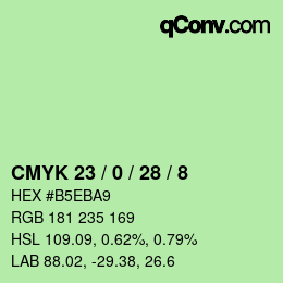 Color code: CMYK 23 / 0 / 28 / 8 | qconv.com