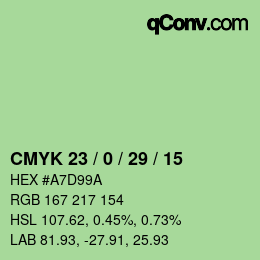 Color code: CMYK 23 / 0 / 29 / 15 | qconv.com