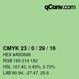 颜色代码: CMYK 23 / 0 / 29 / 16 | qconv.com