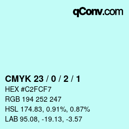 カラーコード: CMYK 23 / 0 / 2 / 1 | qconv.com