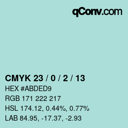 カラーコード: CMYK 23 / 0 / 2 / 13 | qconv.com