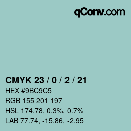 Color code: CMYK 23 / 0 / 2 / 21 | qconv.com
