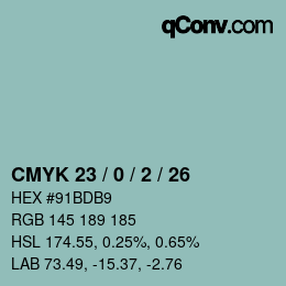 Color code: CMYK 23 / 0 / 2 / 26 | qconv.com