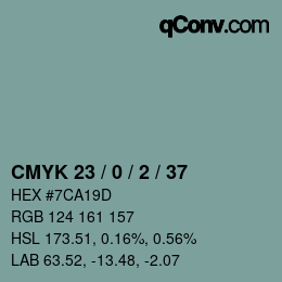 Color code: CMYK 23 / 0 / 2 / 37 | qconv.com