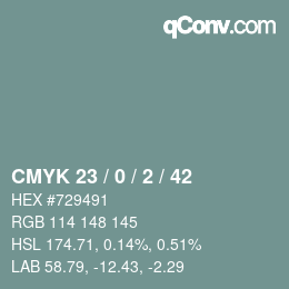 Color code: CMYK 23 / 0 / 2 / 42 | qconv.com