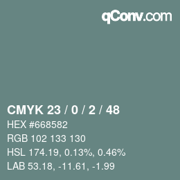 Color code: CMYK 23 / 0 / 2 / 48 | qconv.com