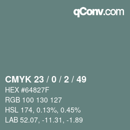 Color code: CMYK 23 / 0 / 2 / 49 | qconv.com