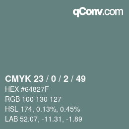 Color code: CMYK 23 / 0 / 2 / 49 | qconv.com