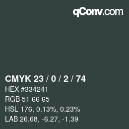 Color code: CMYK 23 / 0 / 2 / 74 | qconv.com