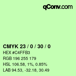 Color code: CMYK 23 / 0 / 30 / 0 | qconv.com