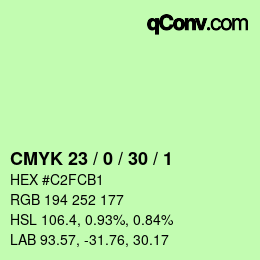 Color code: CMYK 23 / 0 / 30 / 1 | qconv.com