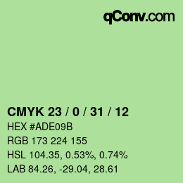 Color code: CMYK 23 / 0 / 31 / 12 | qconv.com