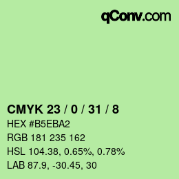 カラーコード: CMYK 23 / 0 / 31 / 8 | qconv.com