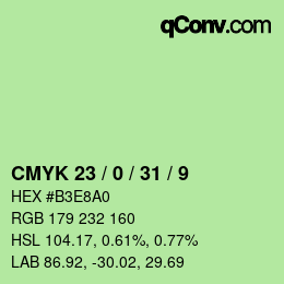 カラーコード: CMYK 23 / 0 / 31 / 9 | qconv.com