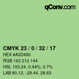 Color code: CMYK 23 / 0 / 32 / 17 | qconv.com