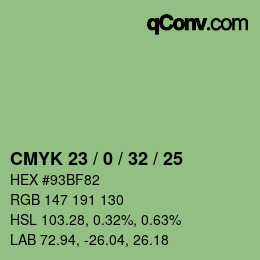 Farbcode: CMYK 23 / 0 / 32 / 25 | qconv.com