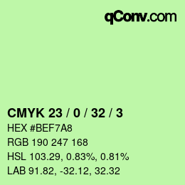 Color code: CMYK 23 / 0 / 32 / 3 | qconv.com
