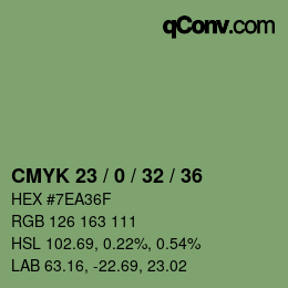 カラーコード: CMYK 23 / 0 / 32 / 36 | qconv.com