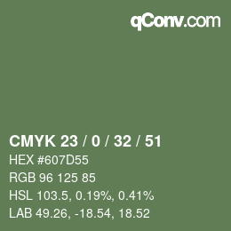 Color code: CMYK 23 / 0 / 32 / 51 | qconv.com