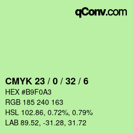 カラーコード: CMYK 23 / 0 / 32 / 6 | qconv.com