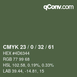 Color code: CMYK 23 / 0 / 32 / 61 | qconv.com