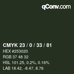 Color code: CMYK 23 / 0 / 33 / 81 | qconv.com