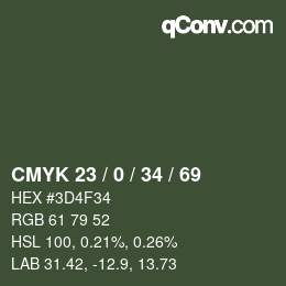 Farbcode: CMYK 23 / 0 / 34 / 69 | qconv.com